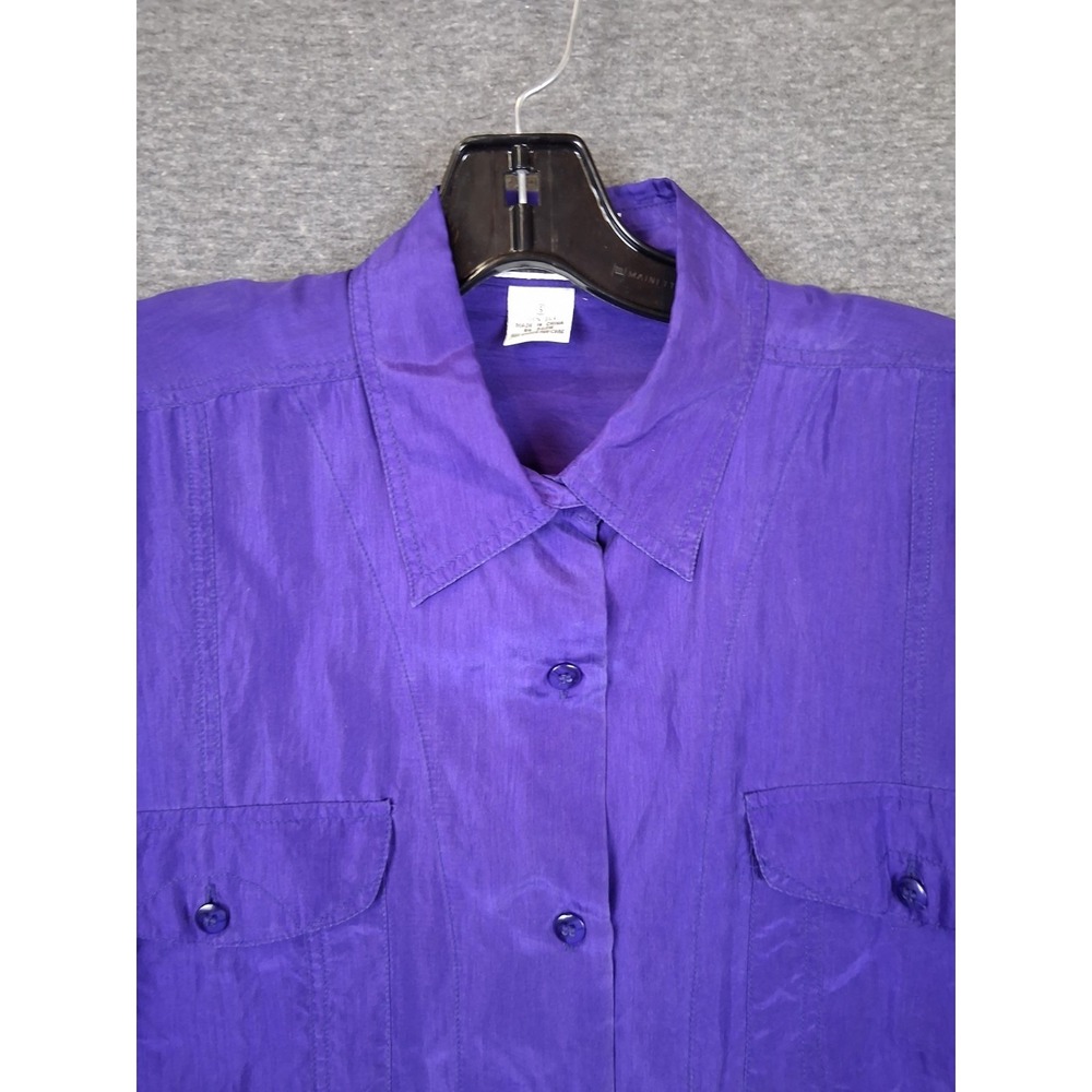 Marnie West Womens Shirt Small Purple 100% Silk Button Up Vintage Western
